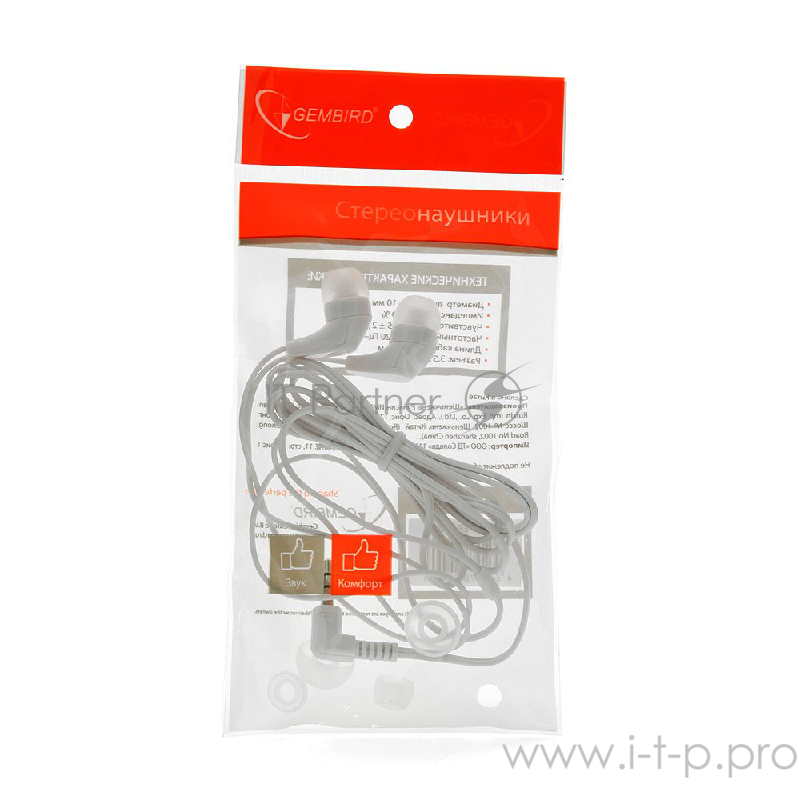 Наушники Gembird MP3-EP14W, белый