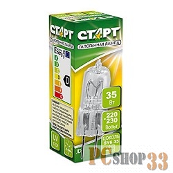 Галогенные лампы накаливания СТАРТ (4607175851015) Галогенная капсульная лампа. Теплый свет. Цоколь G4. JD 220V 35WG6,35 10/1000