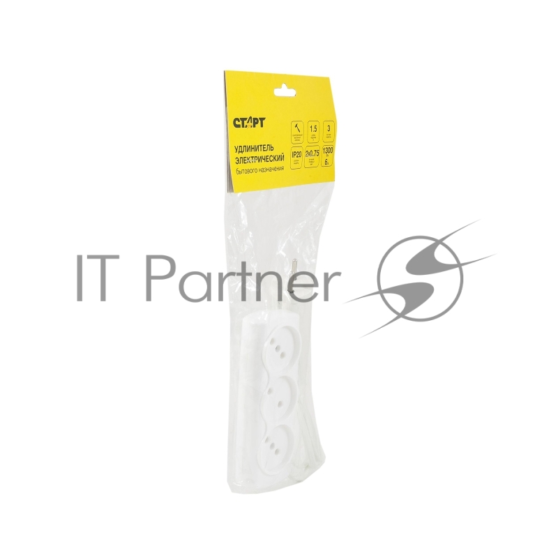 Бытовые удлинители СТАРТ (4670012295792) Удлинитель 3 розетки. С/УД 3x1 ШВВП/Р16-010 . Без заземления. Сечение провода 2х0,75 мм2. Длина провода 1,5 м.
