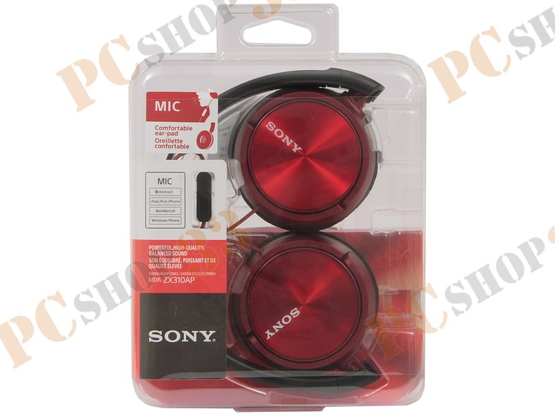 Гарнитура Sony MDR-ZX310APRC(CE7), для смартфонов, красно-черный