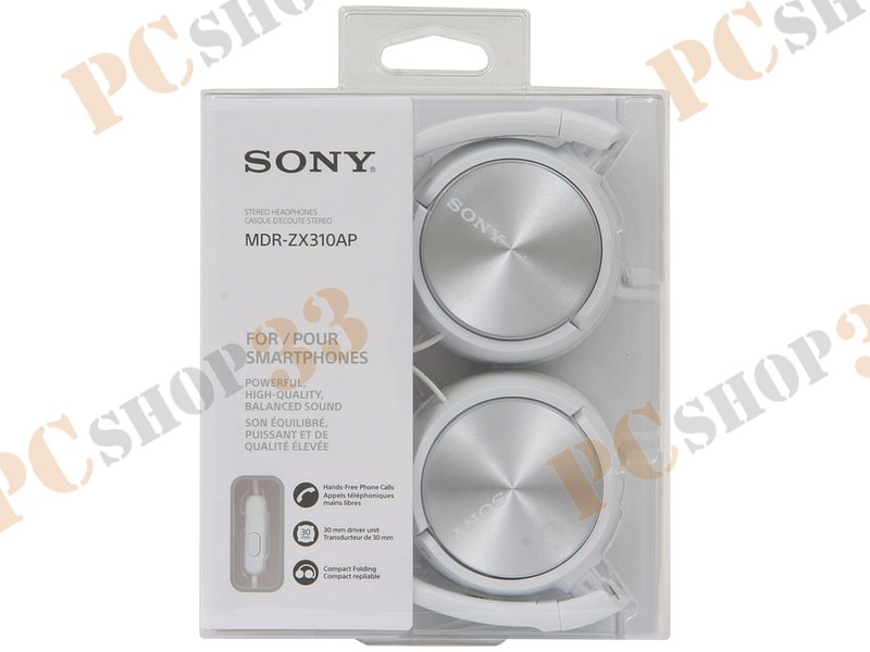 Гарнитура Sony MDR-ZX310APWC(CE7), для смартфонов, бело-серебр.