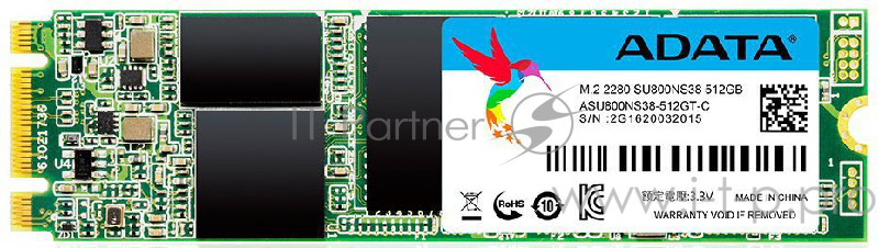 Накопитель SSD AData M.2 2280 512GB ADATA Ultimate SU800 Client SSD ASU800NS38-512GT-C SATA 6Gb/s, 560/520, IOPS 85/85K, MTBF 2M, 3D V-NAND TLC, 512MB, 400TBW, Retail