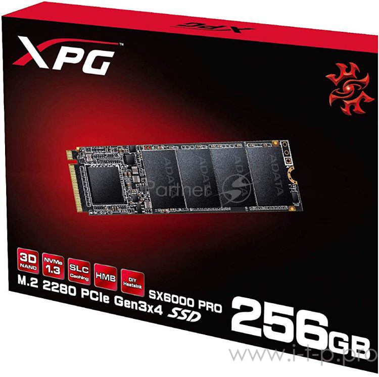 Накопитель SSD AData PCI-E x4 256Gb ASX6000PNP-256GT-C XPG SX6000 Pro M.2 2280