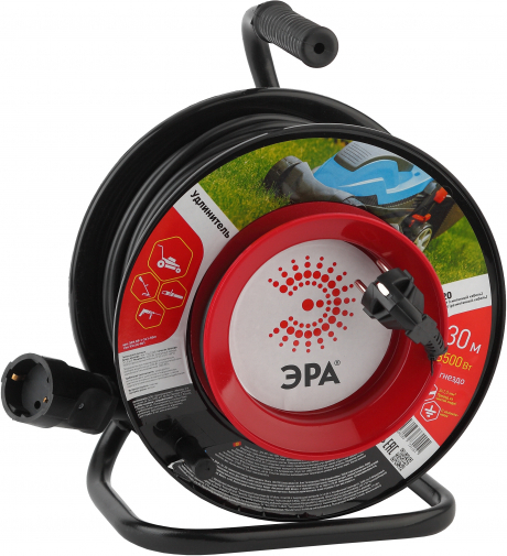 Эра Силовые удлинители на рамке и на катушке ЭРА Б0033019 Удлинитель силовой RP-1-3x1-30m с заземлением 1 гн 3х1мм пластиковая катушка