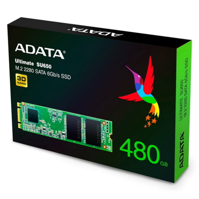 SSD ADATA M.2 2280 480GB SU650 Client ASU650NS38-480GT-C SATA 6Gb/s, 550/510, IOPS 80/60K, MTBF 2M, 3D TLC, 210TBW, RTL