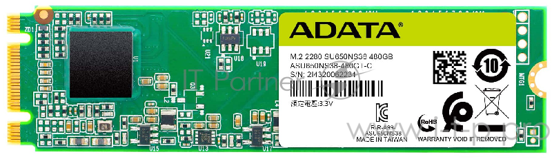 SSD ADATA M.2 2280 480GB SU650 Client ASU650NS38-480GT-C SATA 6Gb/s, 550/510, IOPS 80/60K, MTBF 2M, 3D TLC, 210TBW, RTL
