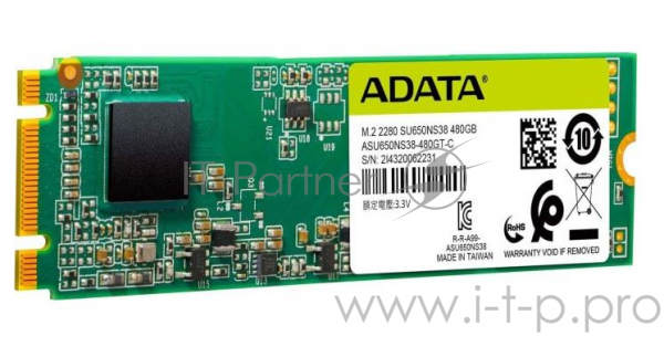 SSD ADATA M.2 2280 480GB SU650 Client ASU650NS38-480GT-C SATA 6Gb/s, 550/510, IOPS 80/60K, MTBF 2M, 3D TLC, 210TBW, RTL