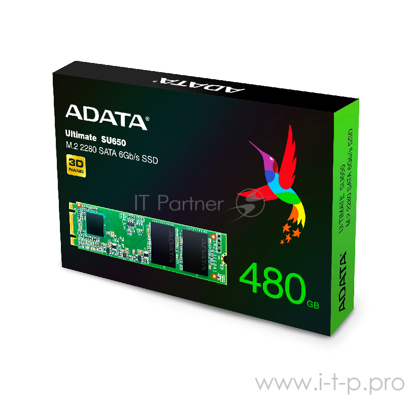SSD ADATA M.2 2280 480GB SU650 Client ASU650NS38-480GT-C SATA 6Gb/s, 550/510, IOPS 80/60K, MTBF 2M, 3D TLC, 210TBW, RTL