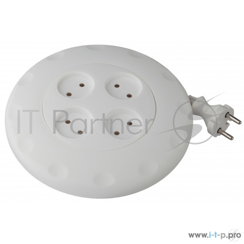 ЭРА Удлинители бытовые, Сетевые фильтры ЭРА Б0019041 Удлинитель-рулетка UR-4-7m-W Calypso без заземления белый 4 гнезда 7 м {полипропилен, 2х0,75 мм2}