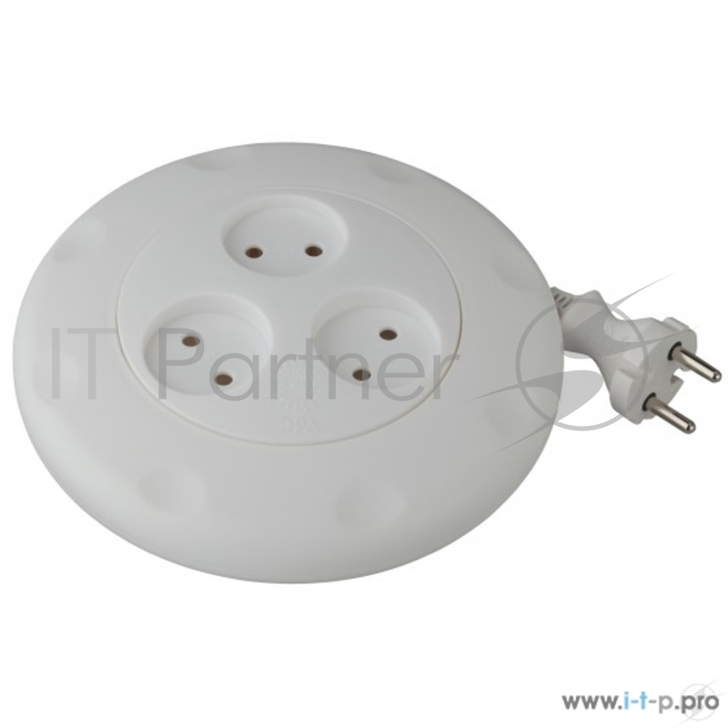 ЭРА Удлинители бытовые, Сетевые фильтры ЭРА Б0019038 Удлинитель-рулетка UR-3-3m-W Calypso без заземления белый 3 гнезда 3 м {полипропилен, 2х0,75 мм2}