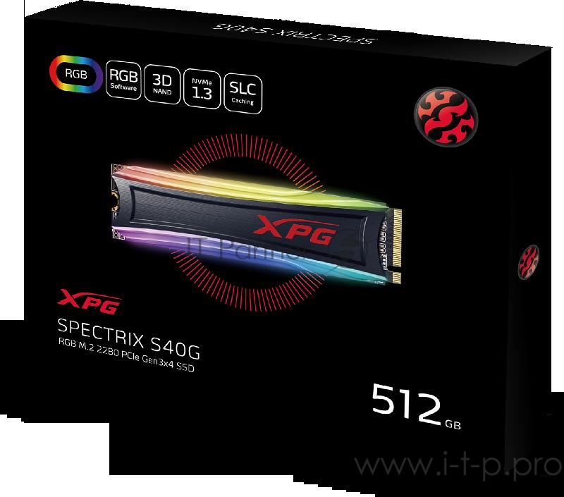 Накопитель SSD A-Data PCI-E x4 512Gb AS40G-512GT-C S40G RGB M.2 2280