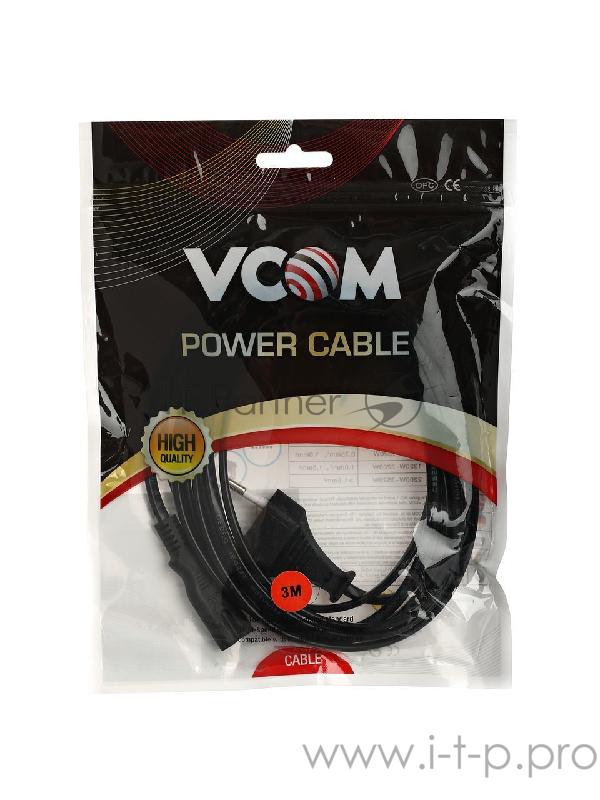 Кабель VCOM CE023_CU0.5-3M Кабель для аудио-видео техники IEC-320-C7--розетка 220V, 2-pin, 3 м ,медный