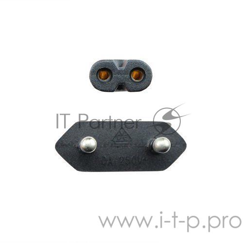 Кабель VCOM CE023_CU0.5-3M Кабель для аудио-видео техники IEC-320-C7--розетка 220V, 2-pin, 3 м ,медный