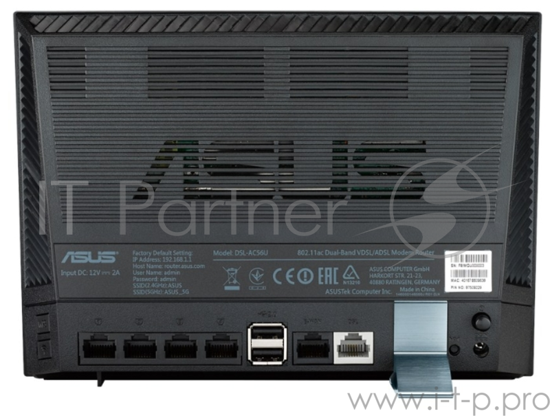 Модем ASUS DSL-AC56U Маршрутизатор ADSL Двухдиапазонный маршрутизатор Wi-Fi VDSL2/ADSL AC1200 2xUSB