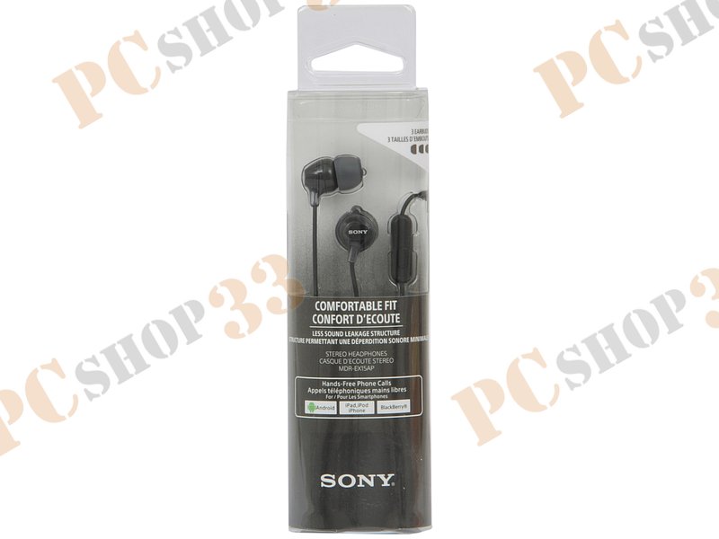 Гарнитура Sony MDR-EX15APBZ(CE7), для смартфонов, черный