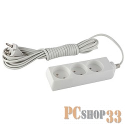 ЭРА Удлинители бытовые, Сетевые фильтры ЭРА Б0019433 Удлинитель UX-3-1,5m без заземления 3 гнезда 1,5 м {ABS-пластик, 2х0.75 мм2}