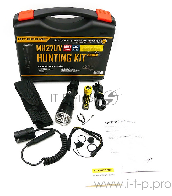 Фонарь ручной Nitecore MH27 Hunting Kit черный лам.:светодиод. 18650/CR123x1 (17397)