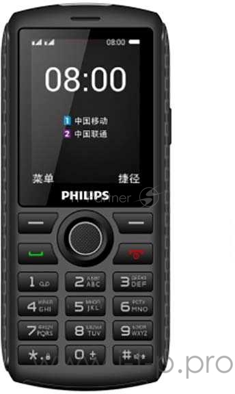 Мобильный телефон Philips E218 Xenium 32Mb темно-серый моноблок 2Sim 2.4 240x320 0.3Mpix GSM900/1800 MP3 FM microSD