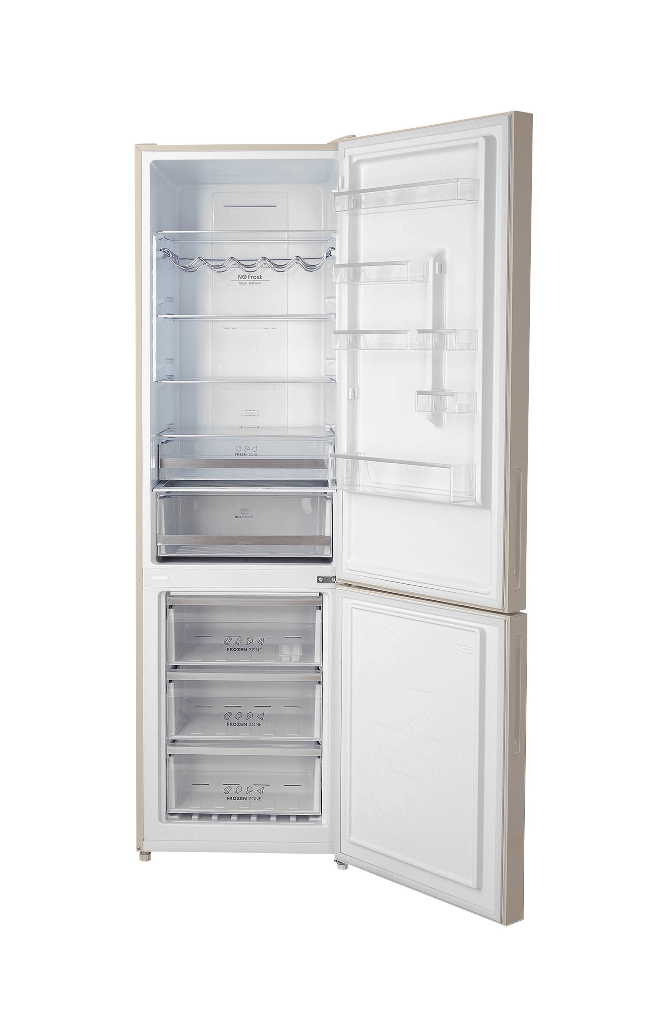 Холодильник HIBERG RFC-400DX NFGY бежевое стекло