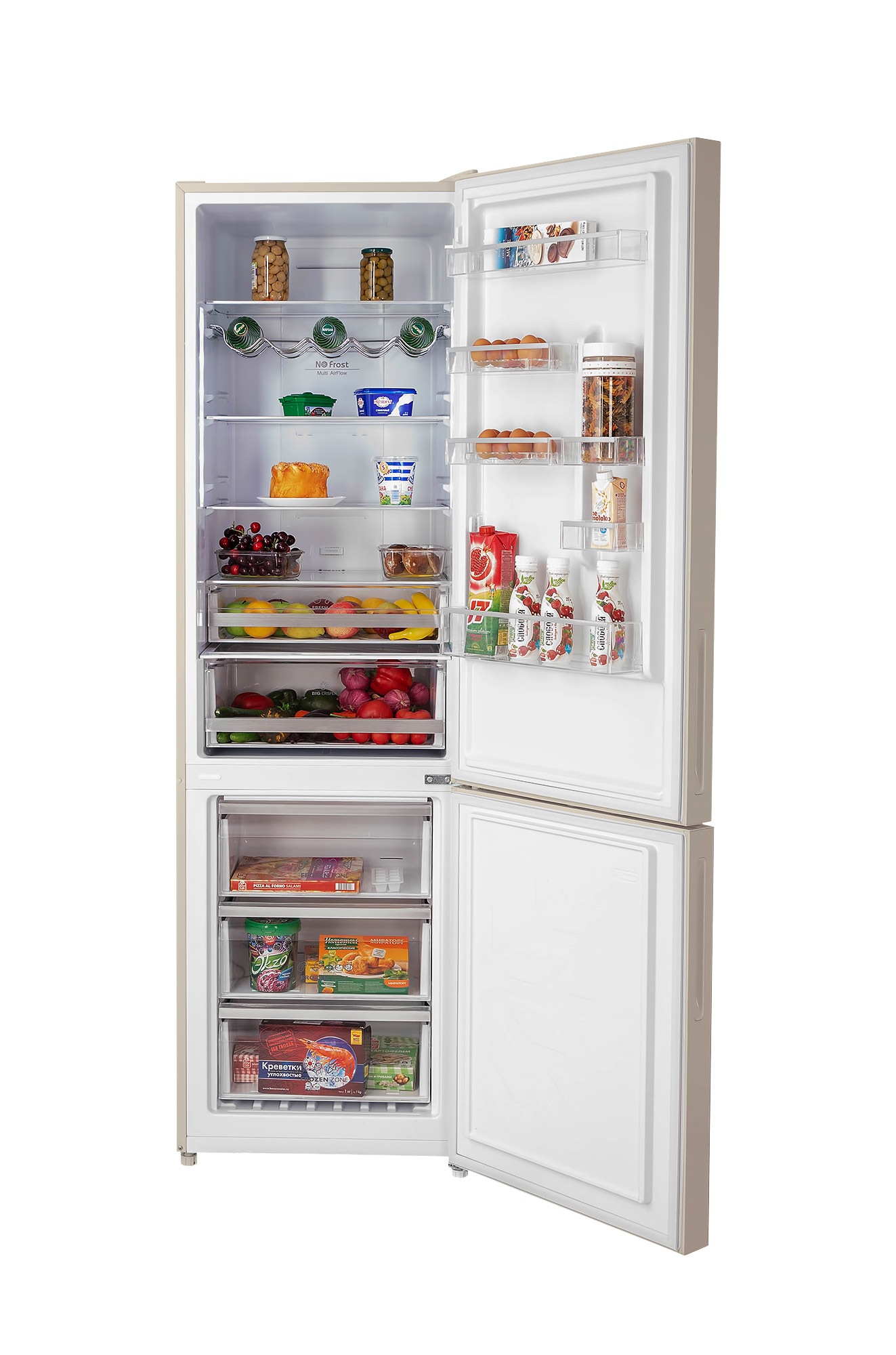 Холодильник HIBERG RFC-400DX NFGY бежевое стекло