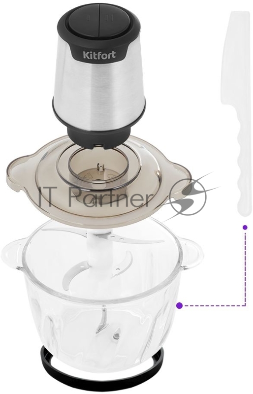 Измельчитель электрический Kitfort КТ-3012 2.5л. 400Вт серебристый