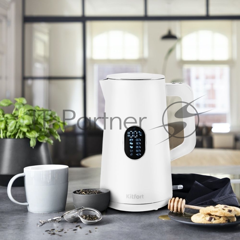 Чайник электрический Kitfort KT-6115-1 1.5л. 1800Вт белый (корпус: пластик)