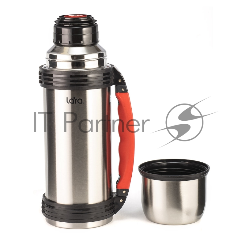ермос LARA LR04-02 - 1.00л, ручка, кнопка, ремешок, двойные стенки, крышка-стаканчик, нерж сталь