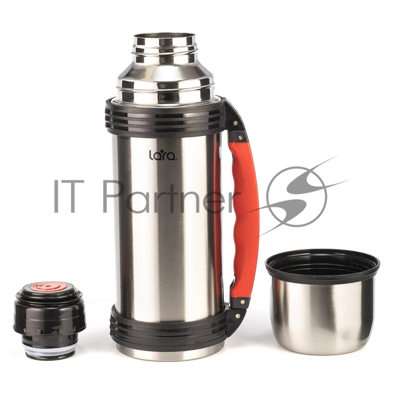 ермос LARA LR04-02 - 1.00л, ручка, кнопка, ремешок, двойные стенки, крышка-стаканчик, нерж сталь