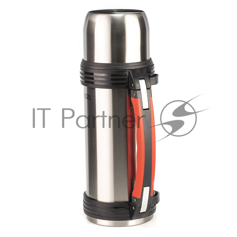 ермос LARA LR04-02 - 1.00л, ручка, кнопка, ремешок, двойные стенки, крышка-стаканчик, нерж сталь