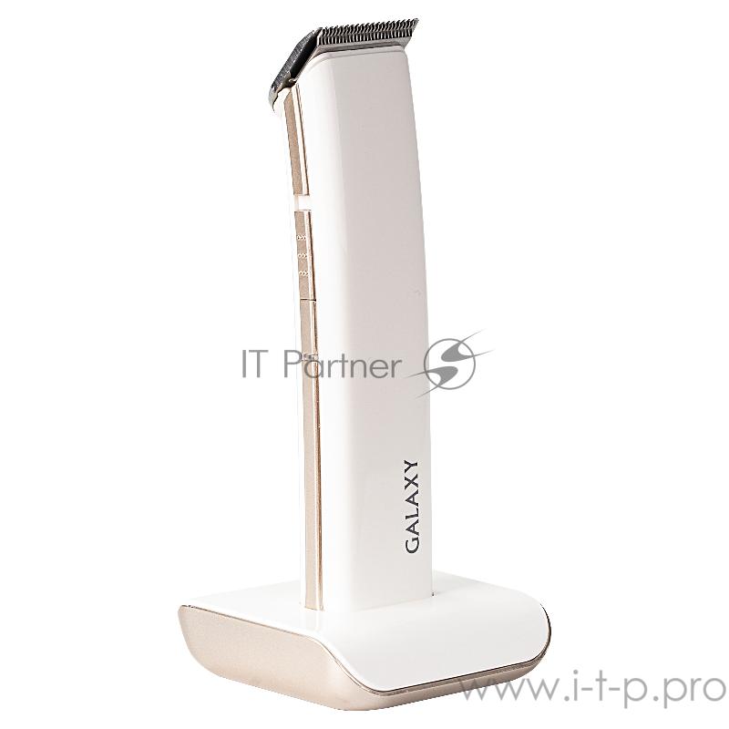Набор для стрижки Galaxy GL 4160 БЕЛЫЙ аккумуляторный, время непрерывной работы до 1 ч, лезвия из нержавеющей стали, ширина лезвия 35 мм 4 насадки-расчески (1, 3, 6, 9 мм), индикатор зарядки, USB зарядка, подставка