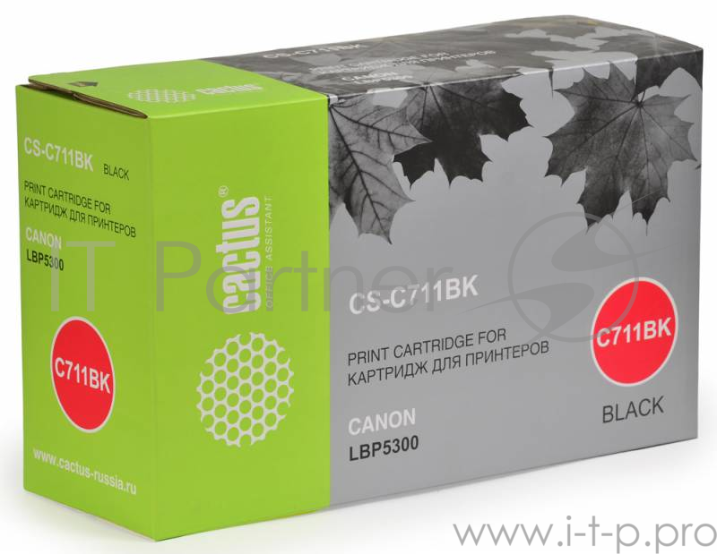 Расходные материалы CACTUS Cartridge 711BK Тонер Картридж Cactus CS-C711BK черный для Canon LBP5300 (6000стр.)