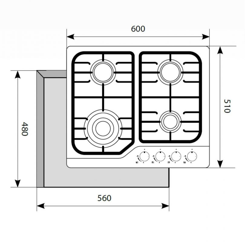 Газовая варочная поверхность Lex GVS 640 IX нержавеющая сталь