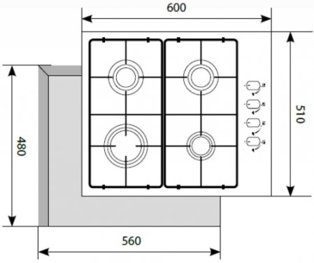 Газовая варочная поверхность Lex GVS 644-1 IX нержавеющая сталь