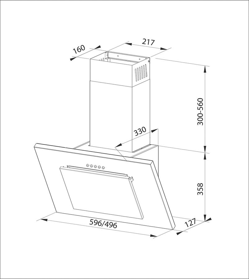 Наклонная кухонная вытяжка Lex Mini S 500 нержавеющая сталь