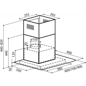 Вытяжка каминная Lex APOLLO N 600 нержавеющая сталь/стекло прозрачное