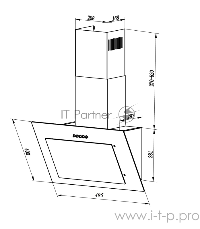 Вытяжка каминная Lex Mika G 500 черный управление: кнопочное (1 мотор)