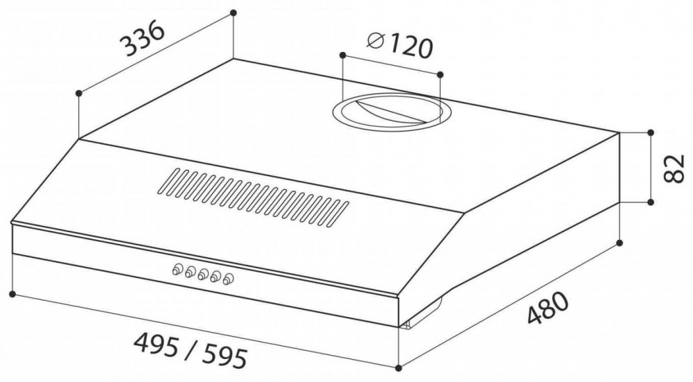 Вытяжка козырьковая Lex S 500 нержавеющая сталь управление: кнопочное (1 мотор)