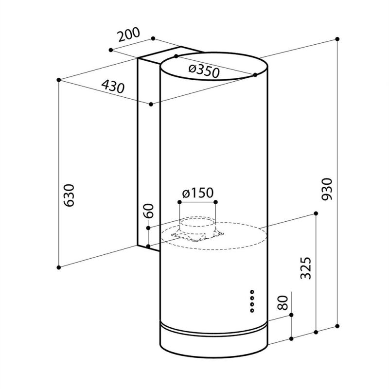 Вытяжка каминная Lex TUBO 350 нержавеющая сталь управление: кнопочное (1 мотор)