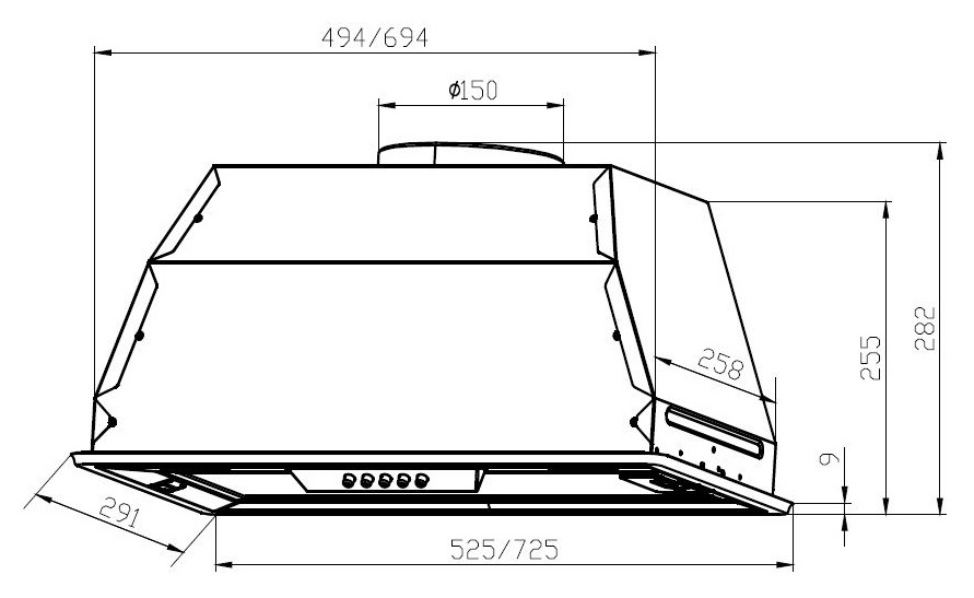 Вытяжка Lex GS Bloc P 600 нержавеющая сталь управление: кнопочное (1 мотор)