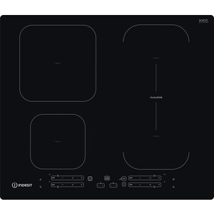 Индукционная варочная панель Indesit IB 65 B60 NE с конфорками из стеклокерамики: работает на электричестве. 4 индукционные конфорки. без рамки цвет: черный