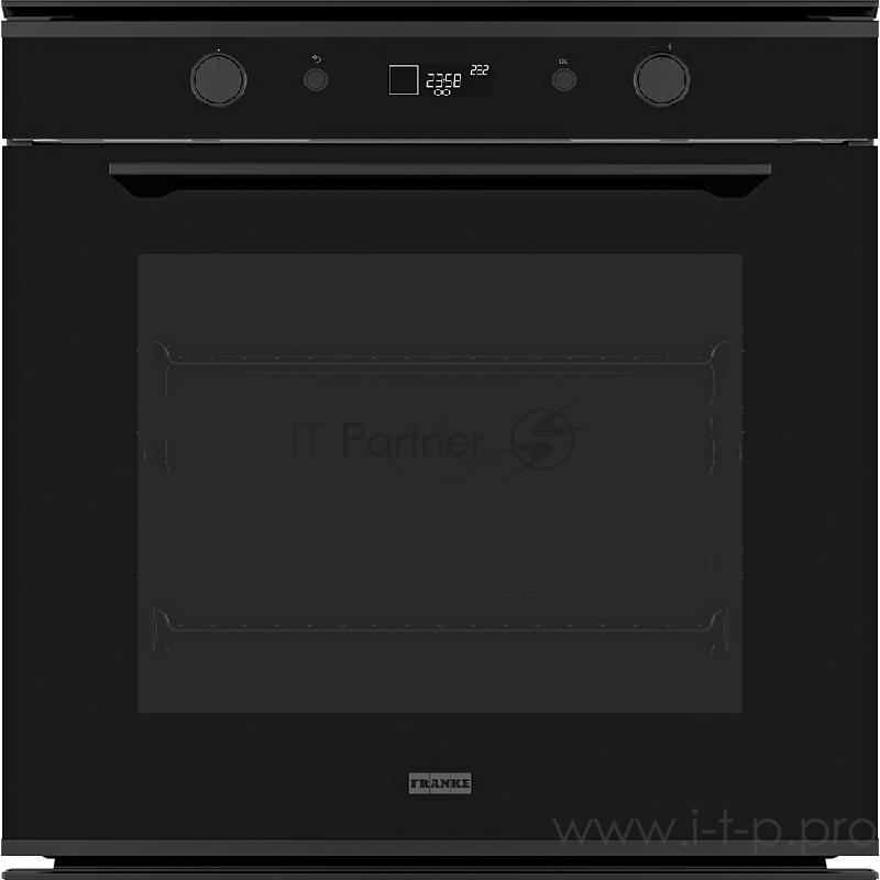 Духовой шкаф Franke FMY 98 P BK Электрический духовой шкаф, 60 см, серия MYTHOS, 73л, 10 функций, 9 автоматических рецептов, сенсорное управление, утапливаемые ручки, дисплей, пиролиз, телескопические направляющие 1 уровень, черный
