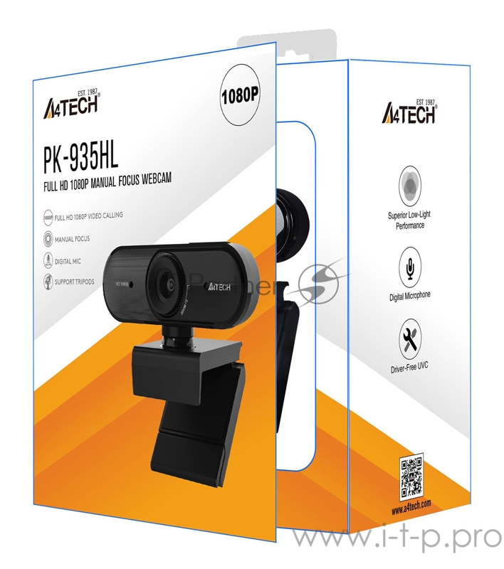 Камера Web A4 PK-935HL черный 2Mpix (1920x1080) USB2.0 с микрофоном