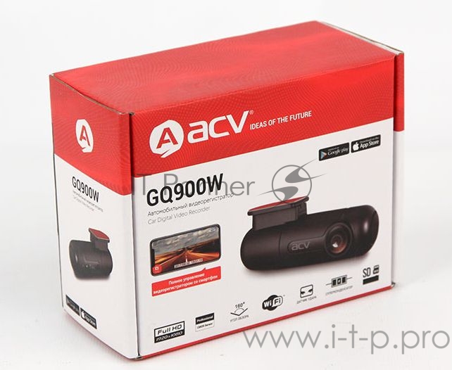 Видеорегистратор ACV GQ900W черный 2Mpix 1080x1920 1080p 160гр. GPS GM8135S