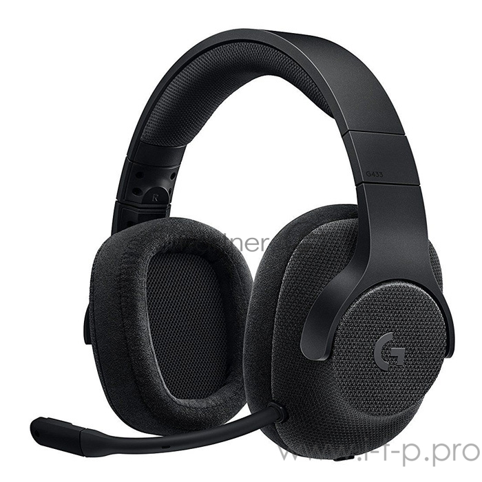 Гарнитура Logitech G433 7.1 Wired Surround Gaming Headset, с регулятором громкости (USB), черный