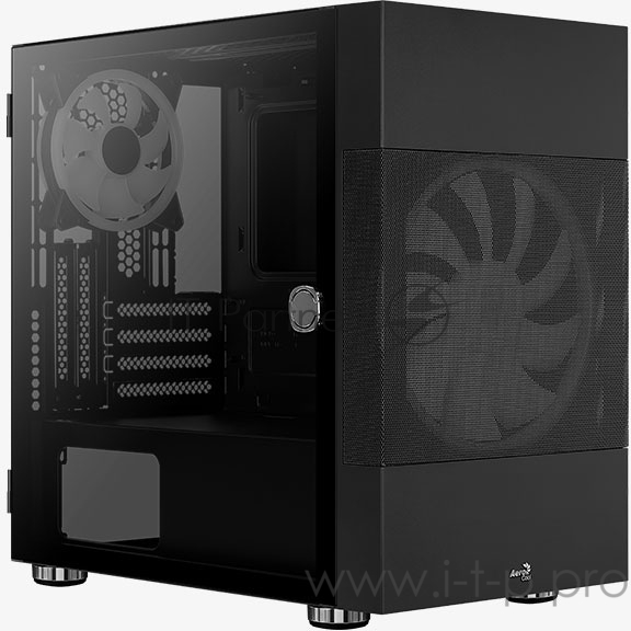 Корпус Aerocool Atomic V1 без БП, mATX, боковое окно (закаленное стекло), черный