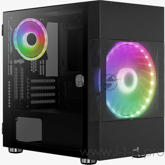 Корпус Aerocool Atomic V1 без БП, mATX, боковое окно (закаленное стекло), черный