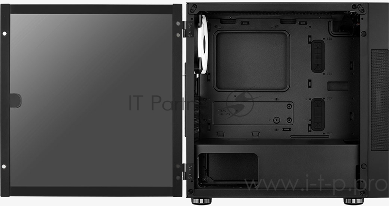 Корпус Aerocool Atomic V1 без БП, mATX, боковое окно (закаленное стекло), черный