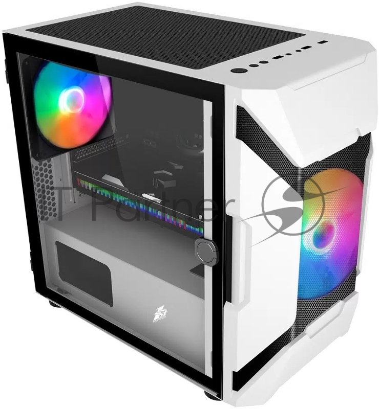 Корпус 1STPLAYER DK D3-A WHITE / mATX, tempered glass / 2x 140mm LED fans inc. / D3-A-WH-2G6P