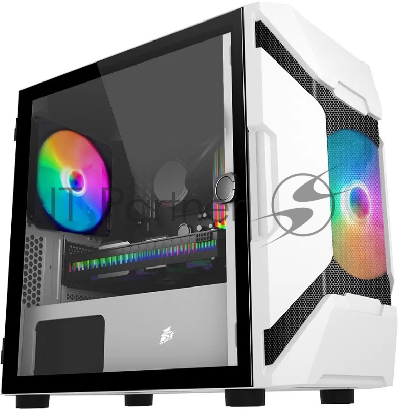 Корпус 1STPLAYER DK D3-A WHITE / mATX, tempered glass / 2x 140mm LED fans inc. / D3-A-WH-2G6P