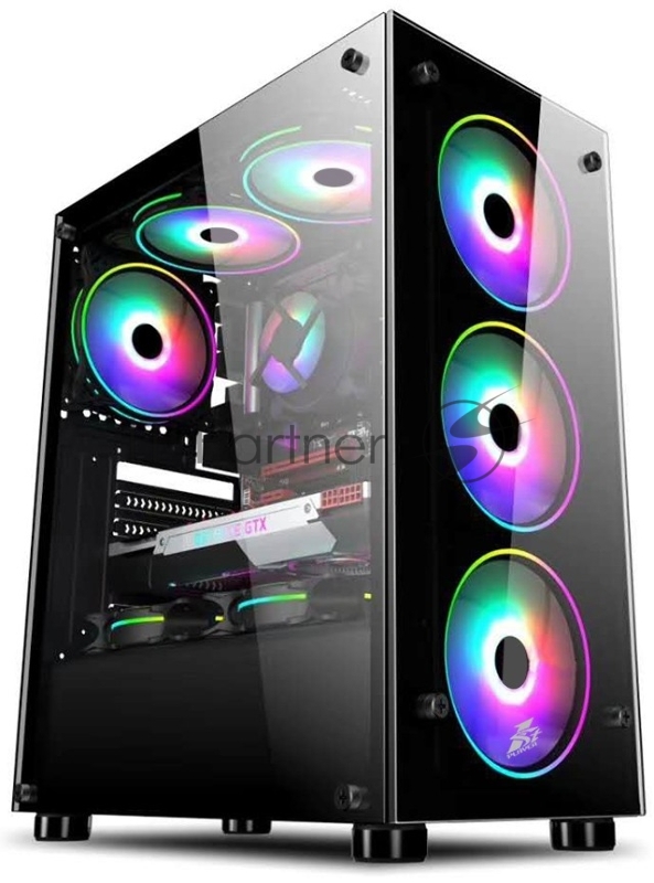 Корпус 1STPLAYER FIRE DANCING V3-A / ATX, tempered glass / 4x 120mm LED fans inc. / V3-A-4G6